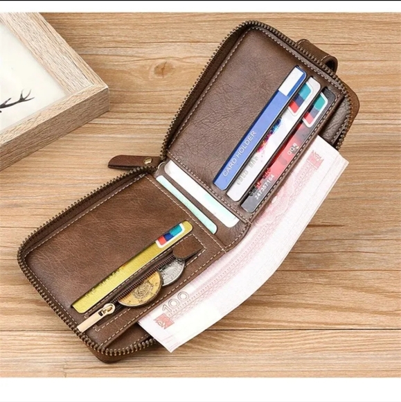 NWOT Men Dark Brown leather wallet - Picture 3 of 4